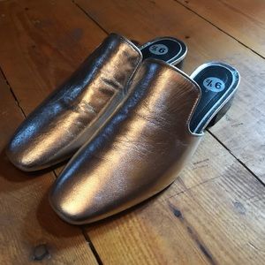 Rag & Bone Luis Silver Leather Mules 9.5 Brand New